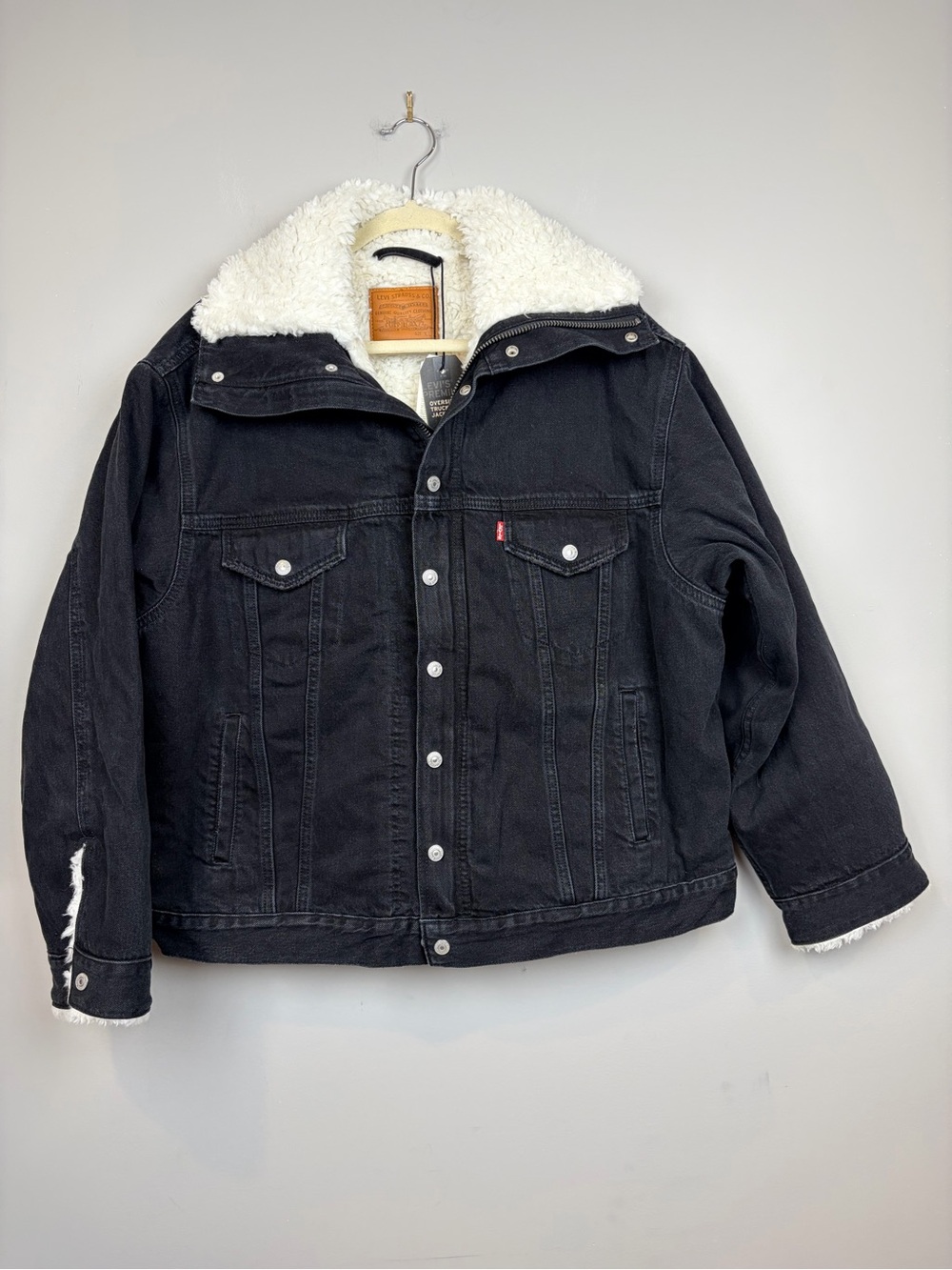Levi’s Premium Dad Sherpa Trucker Jacket Black Denim XL NWT